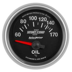 Gauge, Sport-Comp II, Oil Temperature, 60-170 Degrees C, 2 1/16 in., Analog, Electrical, Each