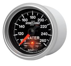 Gauge, Sport-Comp II Pro-Control, Water Temperature, 100-260 Degrees F, 2 1/16 in., Analog, Electrical, Each