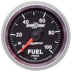 Gauge, Sport-Comp II, Fuel Pressure, 0-100 psi, 2 1/16 in., Analog, Electrical, Each