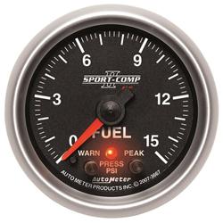 Gauge, Sport-Comp II Pro-Control, Fuel Pressure, 0-15 psi, 2 1/16 in., Analog, Electrical, Each
