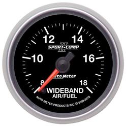 Air/Fuel Ratio Gauge; Sport-Comp II; Wideband Air Fuel Ratio Kit; 2 1/16 in.; Analog; 8-18