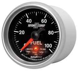 Gauge, Sport-Comp II Pro-Control, Fuel Pressure, 0-100 psi, 2 1/16 in., Analog, Electrical, Each