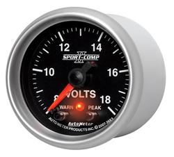 Gauge, Sport-Comp II Pro-Control, Voltmeter, 8-18 V, 2 1/16 in., Analog, Electrical, Each