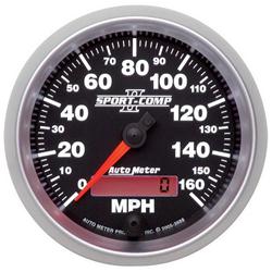 Speedometer, Sport Comp II, 0-160 mph, 3 3/8 in., Analog, Electrical, Each