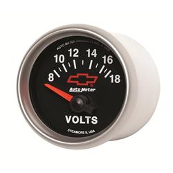 Gauge, Sport-Comp II, Chevy Red Bowtie Emblem, Voltmeter, 8-18 V, 2 1/16 in., Analog, Electrical, Each