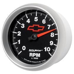 Tachometer, Sport-Comp II, Chevy Red Bowtie Emblem, 0-10,000 rpm, 3-3/8 in., Analog, Electrical, Each
