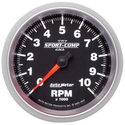 Tachometer, Sport-Comp II, 0-10,000 rpm, 3-3/8 in., Analog, Electrical, Each