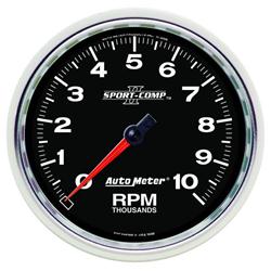 Tachometer, Pro Comp II, 0-10,000 rpm, 5 in. Face, Analog, Electrical, Each