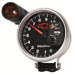 Tachometer, Sport-Comp II, Chevy Red Bowtie Emblem, 0-10, 000 rpm, 5 in., Analog, Electrical, with Shift Light, Each