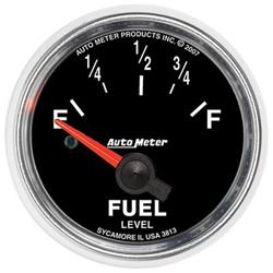Gauge, GS, Fuel Level, Empty/Full, Short Sweep, 0 Ohms/90 Ohms, 2 1/16 in., Analog, Electrical, Each