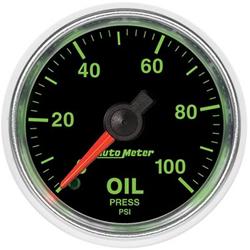 Gauge, GS, Oil Pressure, Full Sweep, 0-100 psi, 2 1/16 in., Analog, Mechanical, Each