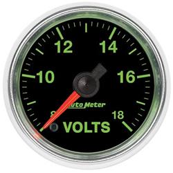 Gauge, GS, Voltmeter, Full Sweep, 8-18 V, 2 1/16 in., Analog, Electrical, Each