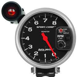 Tachometer, Sport-Comp, 0-8,000 rpm, 5 in., Analog, Electrical, with Shift Light, Each