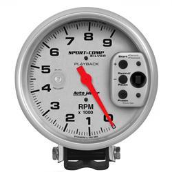 Tachometer, Sport-Comp Playback, 0-9,000 rpm, 5 in., Analog, Electrical, Each