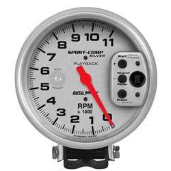 Tachometer, Sport-Comp Playback, 0-11,000 rpm, 5 in., Analog, Electrical, Each
