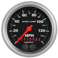 Speedometer, GPS Enabled, Sport-Comp, 0-140 mph, 3 3/8 in., Analog, Electrical, Rally-Nav Display, Each