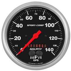 Speedometer, GPS Enabled, Sport-Comp, 0-140 mph, 5 in., Analog, Electrical, Rally-Nav Display, Each