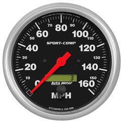 Speedometer, Sport-Comp, 0-160 mph, 5 in., Analog, Electrical, Each