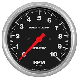 Tachometer, Sport-Comp, 0-10,000 rpm, 5 in., Analog, Electrical, In-Dash, Each