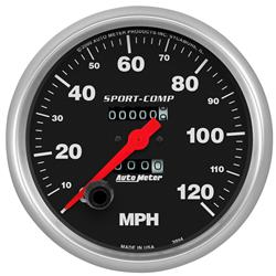 Speedometer, Sport-Comp, 0-120 mph, 5 in., Analog, Mechanical, Each