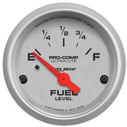 Gauge/Analog, Fuel Level, 2 1/6 in. Diameter, Empty-Full, 90 Degree Sweep, Electrical, Each