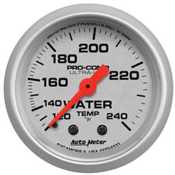 Gauge, Ultra-Lite, Water Temperature, 120-240 Degrees F, 2 1/16 in., 12 foot Capillary Tube, Mechanical, Analog, Mechanical, Each
