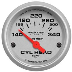 Gauge, Ultra-Lite, Cylinder Head Temperature, 140-340 Degrees F, 2 1/16 in., Analog, Electrical, Each