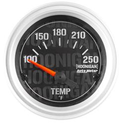 Gauge, Hoonigan, Ultra-Lite, Water Temperature, 100-250 Degrees F, 2 1/16 in., Analog, Electrical, Each