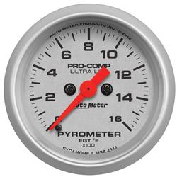 Gauge, Ultra-Lite, Pyrometer, 0-1,600 Degrees F, 2 1/16 in., Analog, Electrical, Each