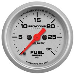 Gauge, Ultra-Lite, Fuel Pressure, 0-30 psi, 2 1/16 in., Analog, Electrical, Each