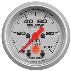 Gauge, Ultra-Lite, Fuel Pressure, 0-100 psi, 2 1/16 in, Analog, Electrical, Each