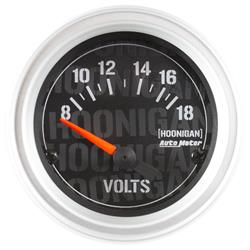 Gauge, Hoonigan, Ultra-Lite, Voltmeter, 8-18 V, 2 1/16 in., Analog, Electrical, Each