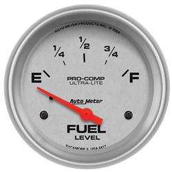 Gauge, Ultra-Lite, Fuel Level, Empty/Full, 0 Ohms/30 Ohms, 2 5/8 in., Analog, Electrical, Each