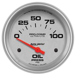 Gauge, Ultra-Lite, Oil Pressure, 0-100 psi, 2 5/8 in., Analog, Electrical, Each