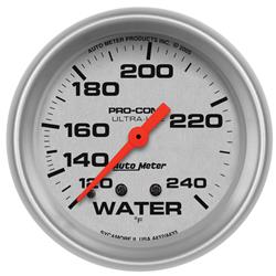 Gauge, Ultra-Lite, Water Temperature, 120-240 Degrees F, 2 5/8 in., 12 foot Capillary Tube, Mechanical, Analog, Mechanical, Each