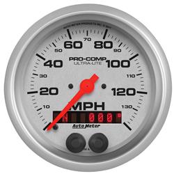 Speedometer, GPS Enabled, Ultra-Lite, 0-140 mph, 3 3/8 in., Analog, Electrical, Rally-Nav Display, Each