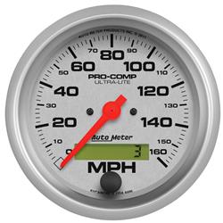 Speedometer, Ultra-Lite, 0-160 mph, 3 3/8 in., Analog, Electrical, Each