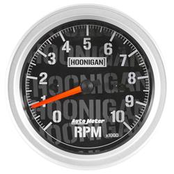 Tachometer, Hoonigan, Ultra-Lite, 0-10,000 rpm, 3 3/8 in., Analog, Electrical, In-Dash, Each