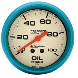 Gauge, Ultra-Nite, Oil Pressure, 0-100 psi, 2 5/8 in., Analog, Mechanical, Each