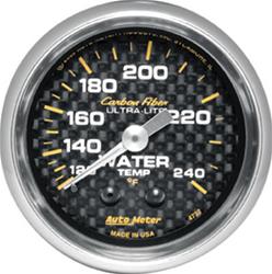 Gauge, Carbon Fiber, Water Temperature, 120-240 Degrees F, 2 1/16 in., Analog, Mechanical, Each