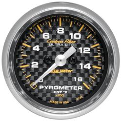 Gauge, Carbon Fiber, Pyrometer, 0-1,600 Degrees F, 2 1/16 in., Analog, Electrical, Each