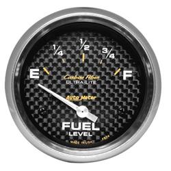 Gauge, Carbon Fiber, Fuel Level, Empty/Full, 0 Ohms/90 Ohms, 2 5/8 in., Analog, Electrical, Each