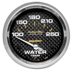 Gauge, Carbon Fiber, Water Temperature, 100-250 Degrees F, 2 5/8 in., Analog, Electrical, Each