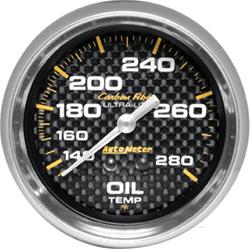 Gauge, Carbon Fiber, Oil Temperature, 140-280 Degrees F, 2 5/8 in., Analog, Mechanical, Each