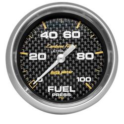 Gauge, Carbon Fiber, Fuel Pressure, 0-100 psi, 2 5/8 in., Analog, Electrical, Each