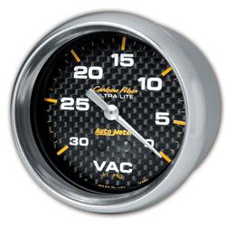 Gauge, Carbon Fiber, Vacuum, 0-30 in. Hg, 2 5/8 in., Analog, Mechanical, Each