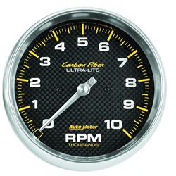 Tachometer, Carbon Fiber Ultra-Lite, 0-10,000 rpm, 5 in., Analog, Electrical, In-Dash, Each