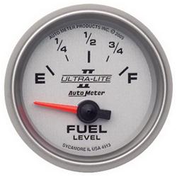 Gauge, Ultra-Lite II, Fuel Level, Empty/Full, 0-90 Ohms, 2 1/16 in., Analog, Electrical, Each