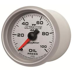 Gauge, Ultra-Lite II, Oil Pressure, 0-100 psi, 2 1/16 in., Analog, Mechanical, Each