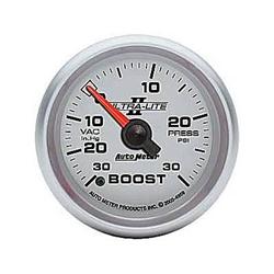 Gauge, Ultra-Lite II, Boost/Vacuum, 30 in. Hg/30 psi, 2 1/16 in., Analog, Electrical, Each